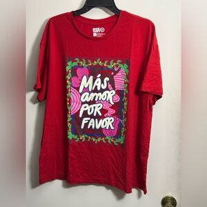 Target Red Graphic T-Shirt with Colorful Design - Mas Amor Por Favor